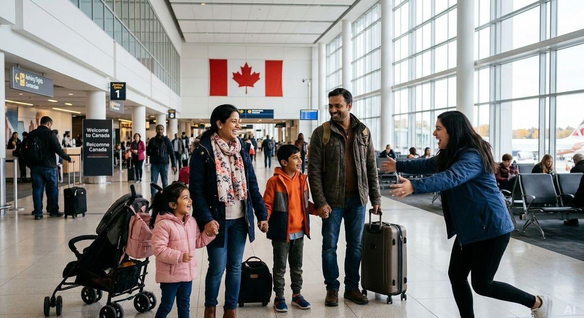 Family arriving in Canada